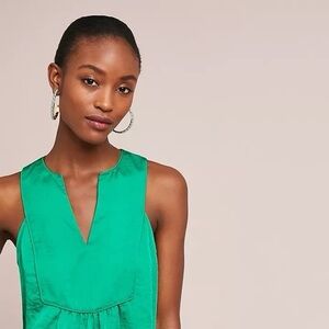 NWT Maeve by Anthropologie Weekend Getaway Sleeveless Top Emerald Green Size 14